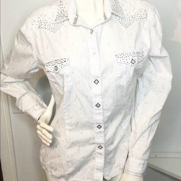 Panhandler cotton bling pearl snap women’s shirt L - Picture 1 of 8